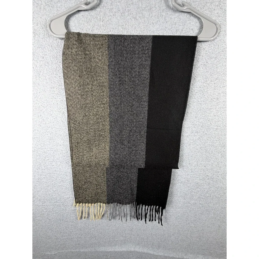 Striped Twill Scarf Mens‎ One Size Multicolor Fringe Winter Cashmere Feel